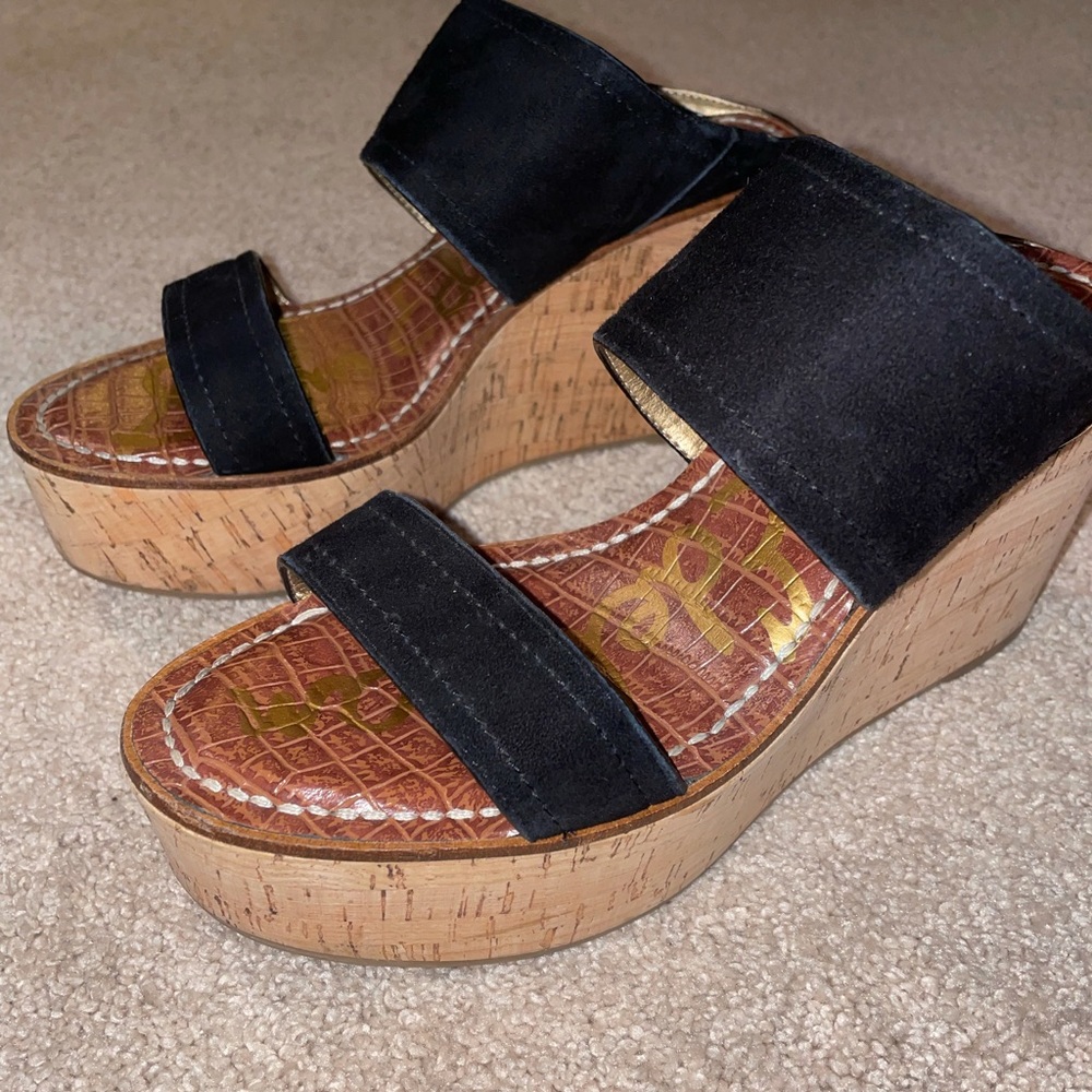 Sam Edelman Black & Cork Wedges